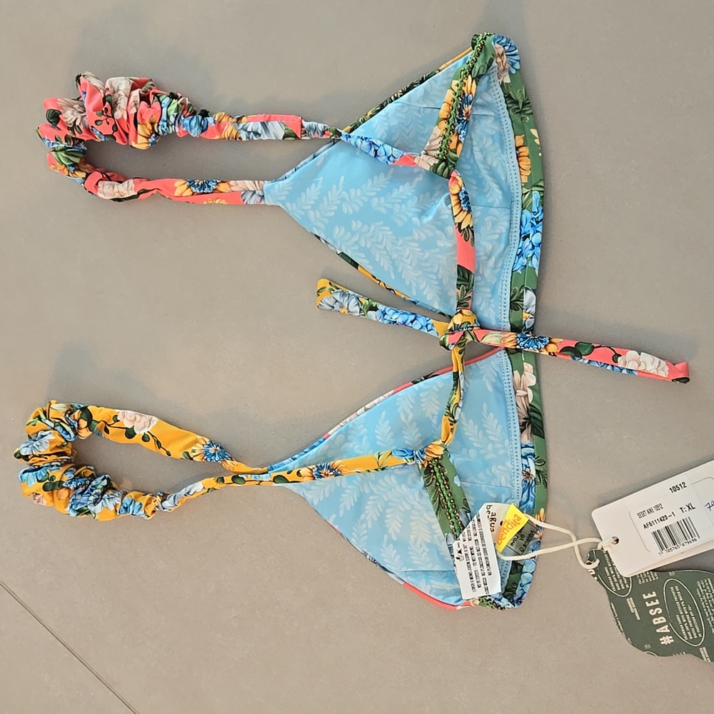 NWT! Agua Bendita Seset Aine Bikini Top With Beaded Trim - Picture 5 of 8